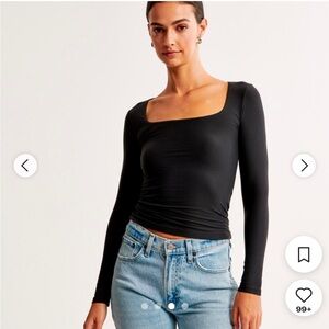 Double-layered seamless square neck top